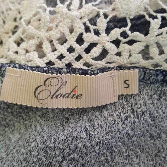Elodie Womens Blue/Gray & Cream Lace Back Sweater Top Size‎ S - Picture 3 of 4